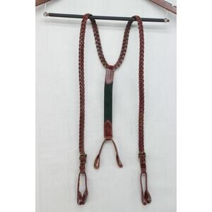 VTG Men's Polo Ralph Lauren Suspenders Braided Leather Brass Buckle England Made